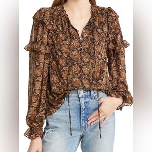 Moon River Ruffled Blouse Size S